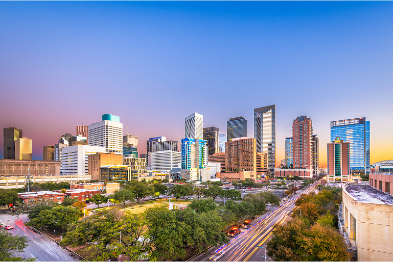 Vista panorámica del centro de Houston